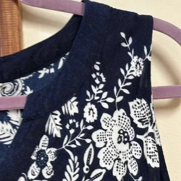 Flint & Moss Dress Navy And White With Flowers V-Neck Sleeveless 1X Women - Picture 3 of 11